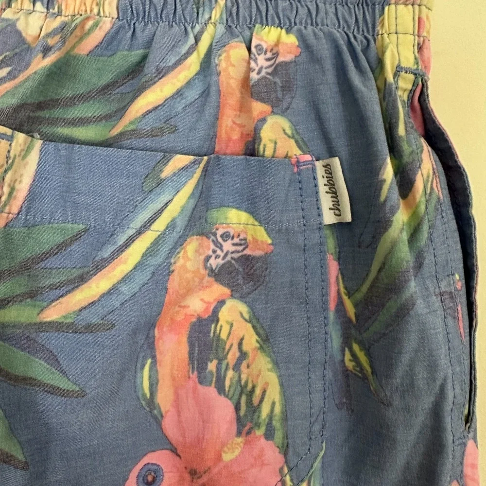 Chubbies Swim Shorts Blue Tropical Parrot Mesh Lined Drawstring Mens Medium